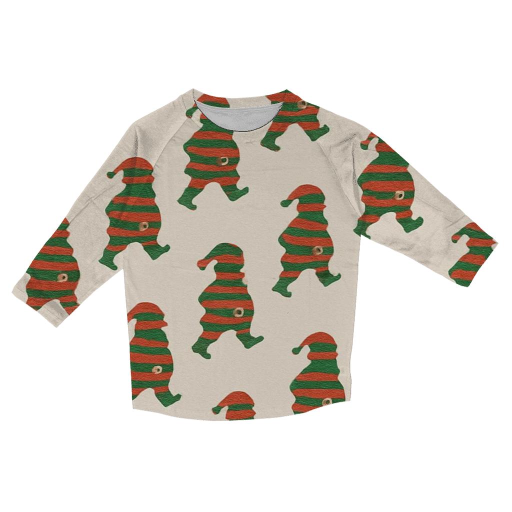 Santa Silhouette Wave On Ivory Background fashion 3/4 sleeve shirts