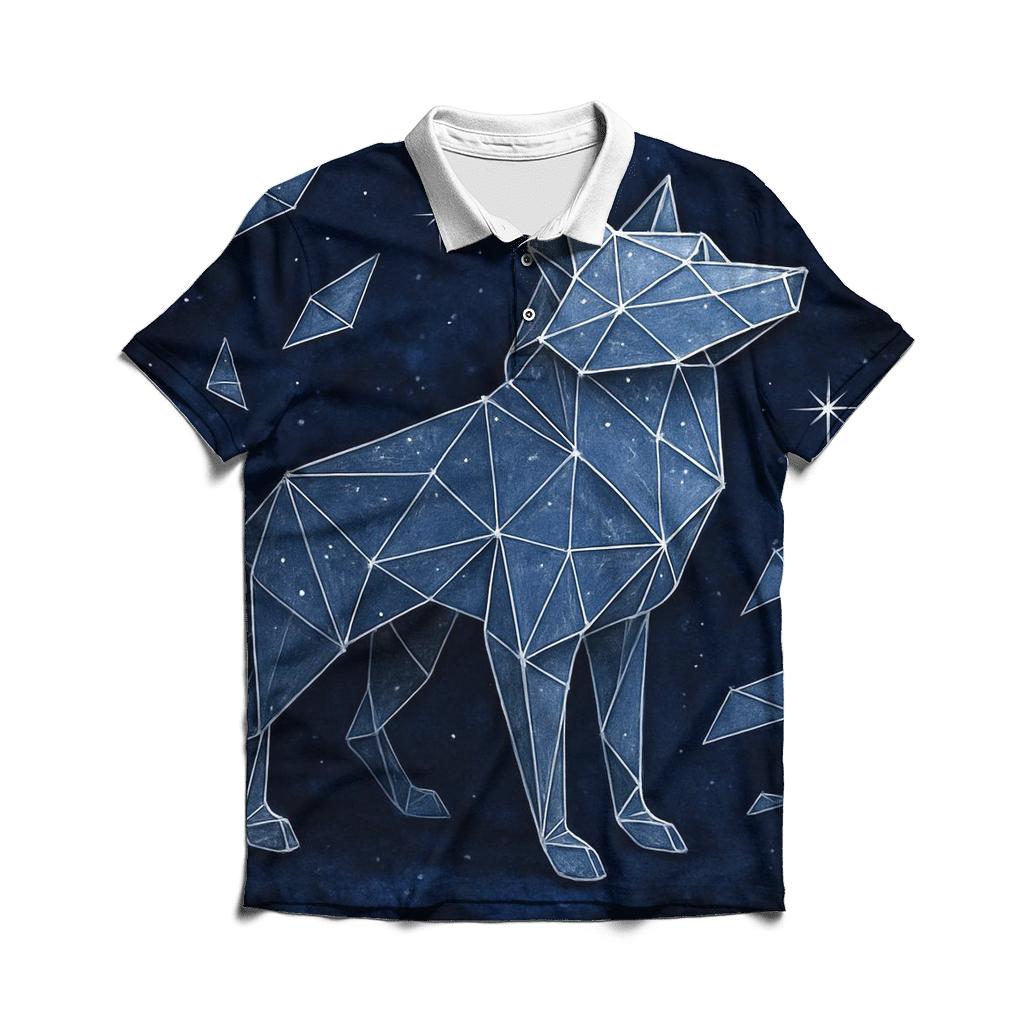 Starlit Origami Wolf custom polo shirts