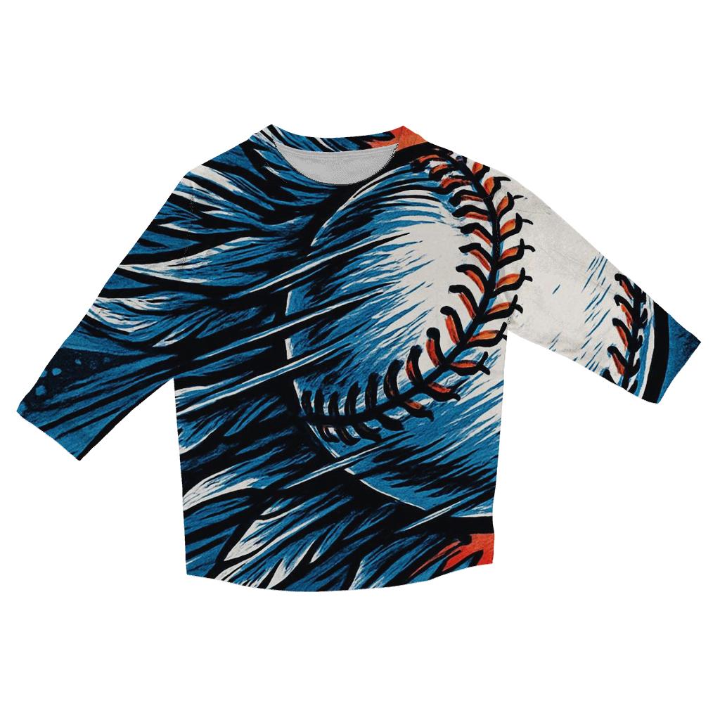 Feathered Fastball With Blue Jays Style cotton quarter sleeve shirts