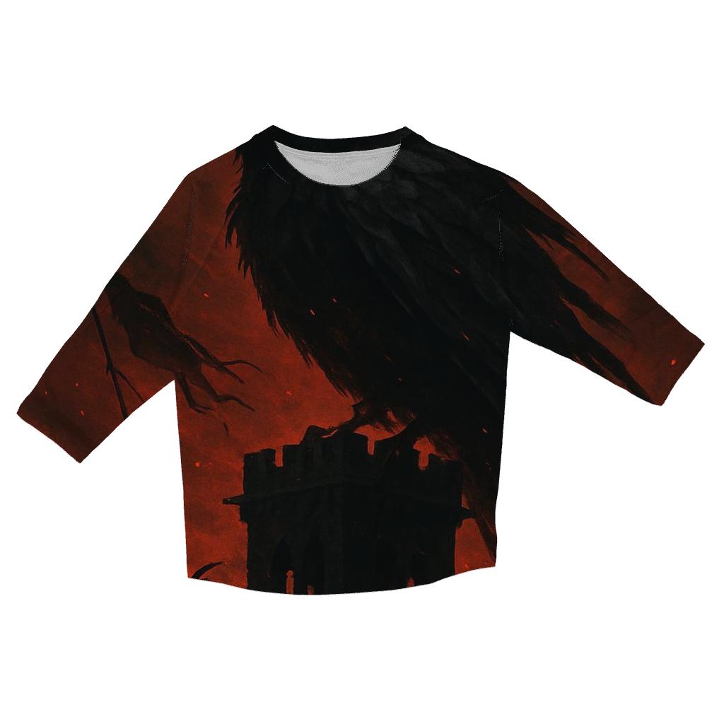 Raven Of The Wastes printed three quarter sleeve shirts