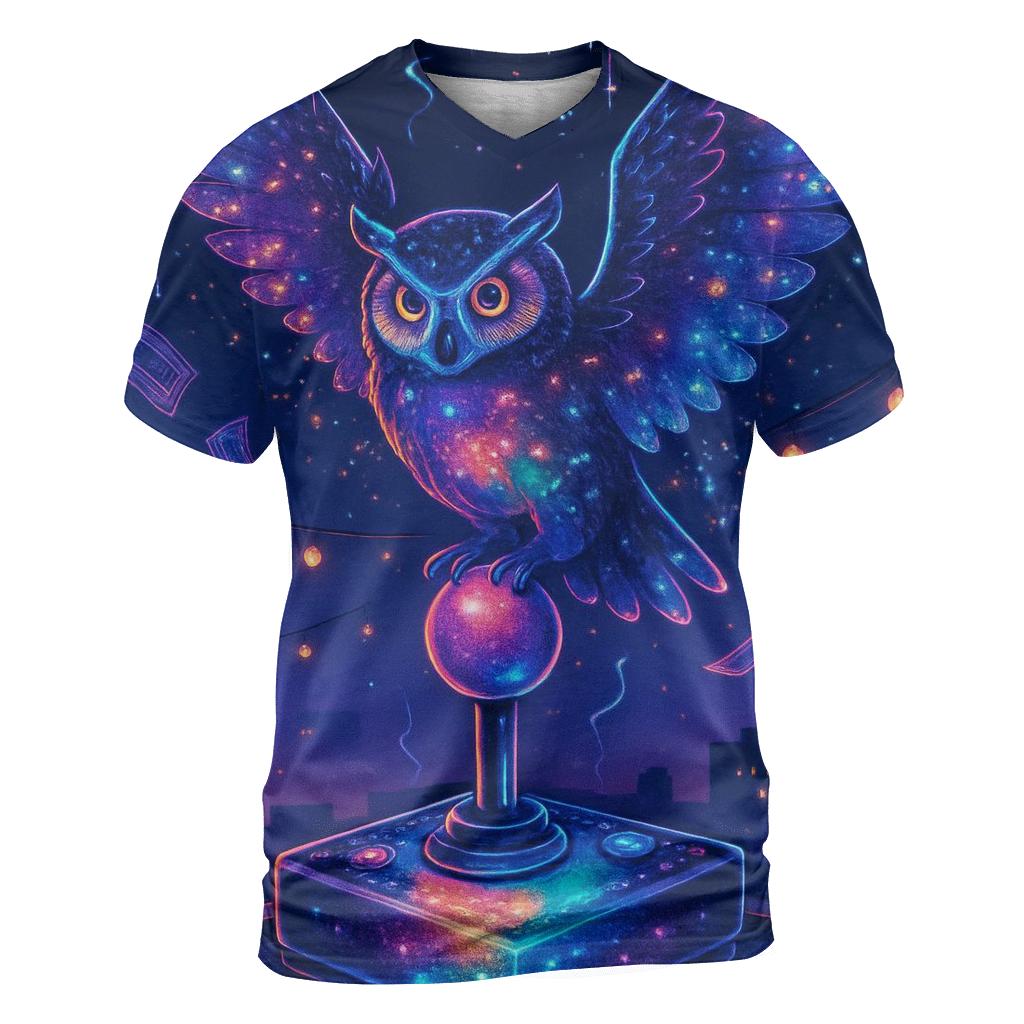 Starlit Arcade Owl statement graphic shirts