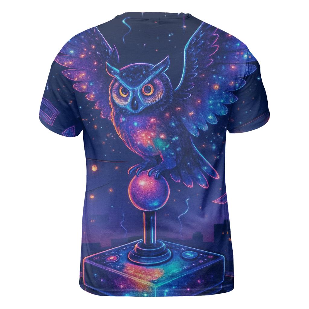 Starlit Arcade Owl statement graphic shirts