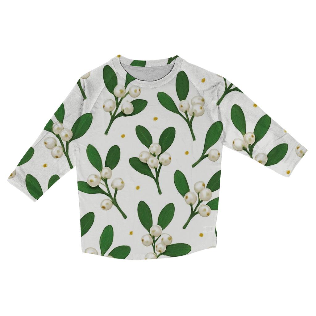 Mistletoe Scatter On White Background designer 3/4 sleeve blouses