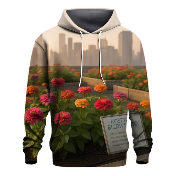 Urban Rooftop Zinnia Pollinator Garden heavyweight hoodies