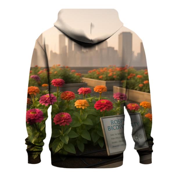 Urban Rooftop Zinnia Pollinator Garden heavyweight hoodies