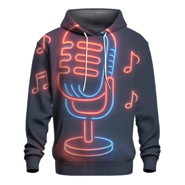 Microphone Neon Outline lightweight hoodies