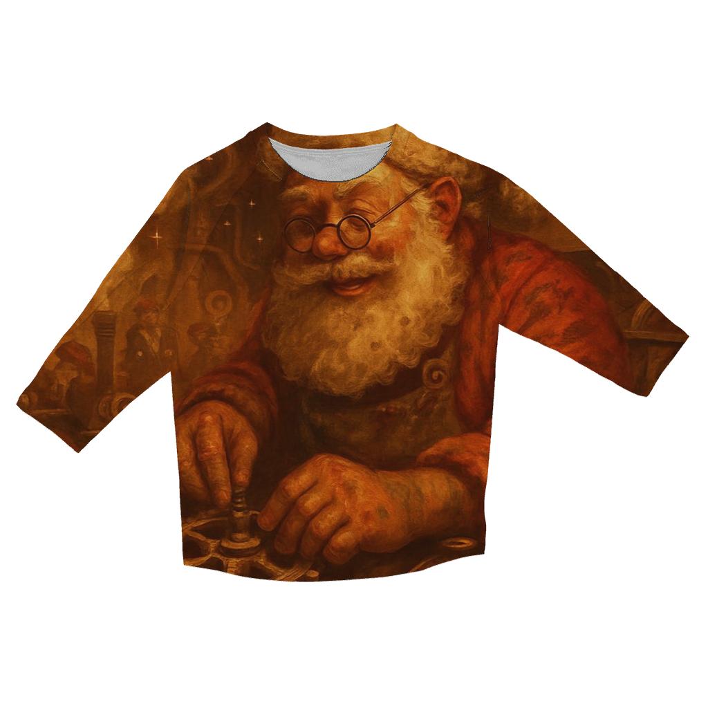 Retro Sleigh Mechanic Santa personalized 3/4 sleeve tees