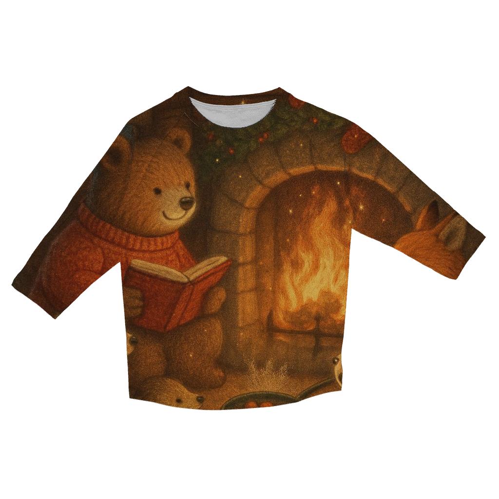 Cozy Fireplace Critters fashion 3/4 sleeve shirts