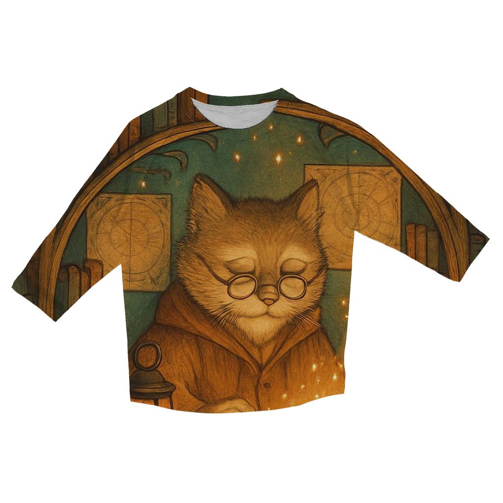 Library Lantern Cat designer 3/4 sleeve blouses