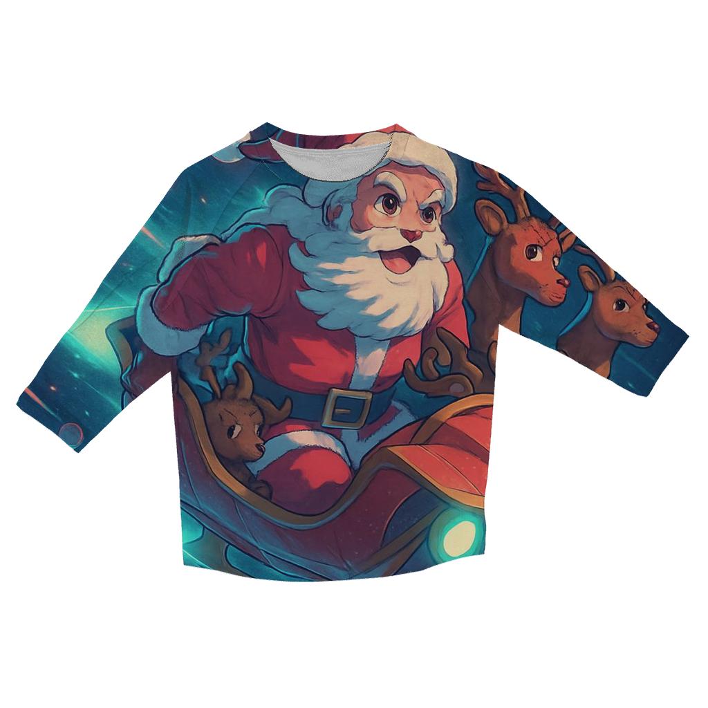 Galactic Sleigh Captain Santa designer 3/4 sleeve blouses
