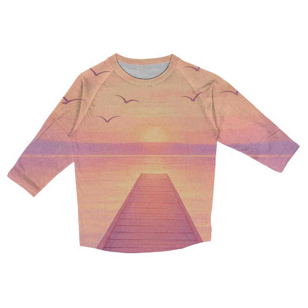 Lavender Pier Reflection trendy 3/4 sleeve tops
