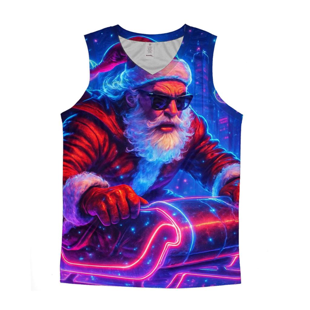 Neon Night Santa Rider sports performance tank tops