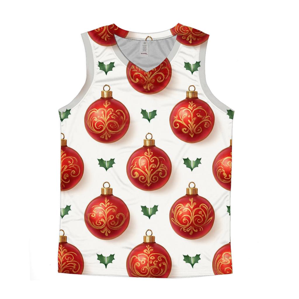Red Bauble Grid On White Background personalized athletic tanks