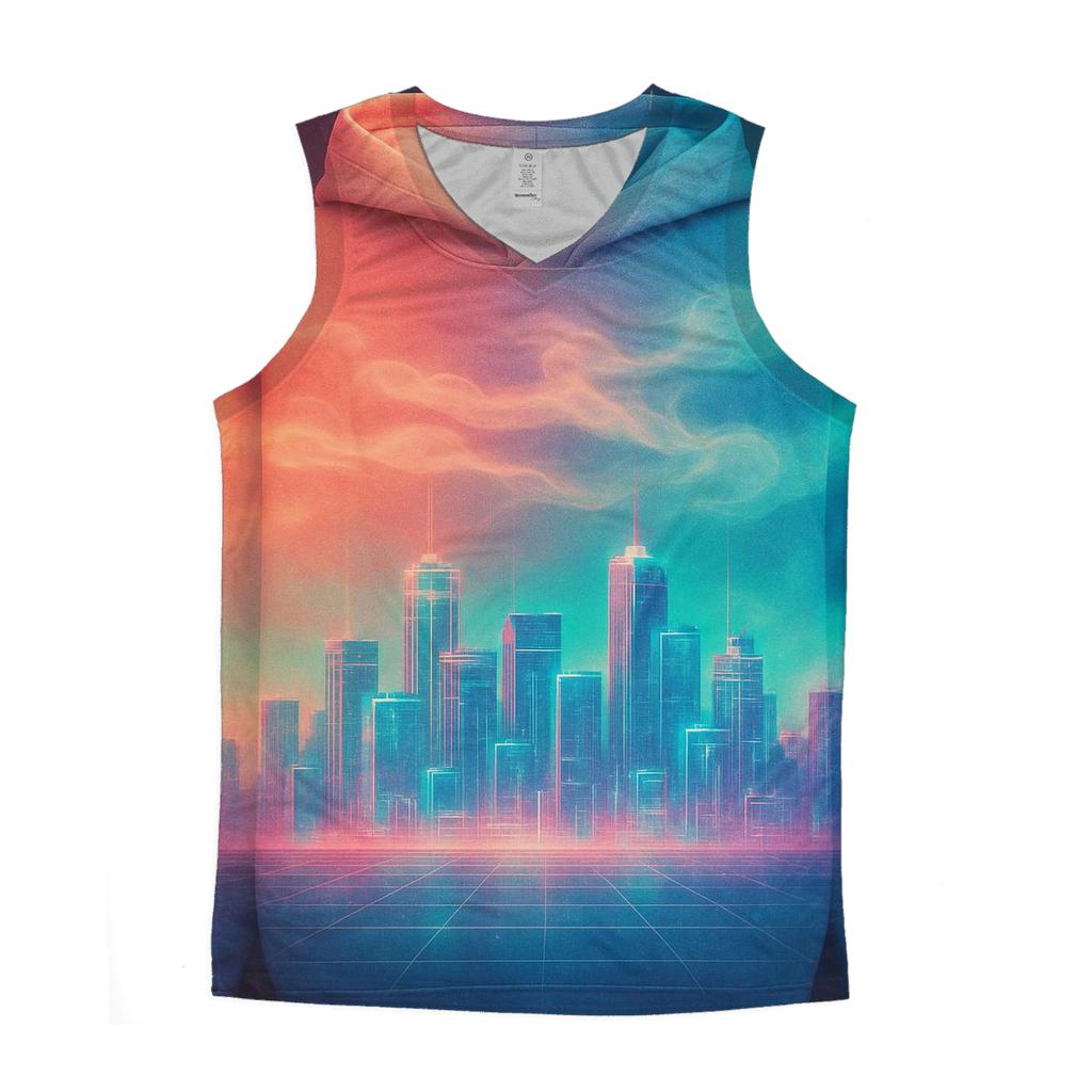 Vaporwave Skyline Drift personalized athletic tanks