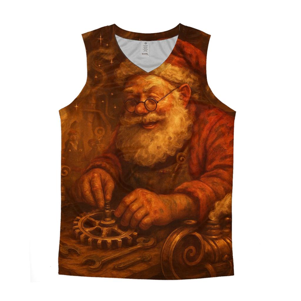 Retro Sleigh Mechanic Santa cotton sleeveless tops