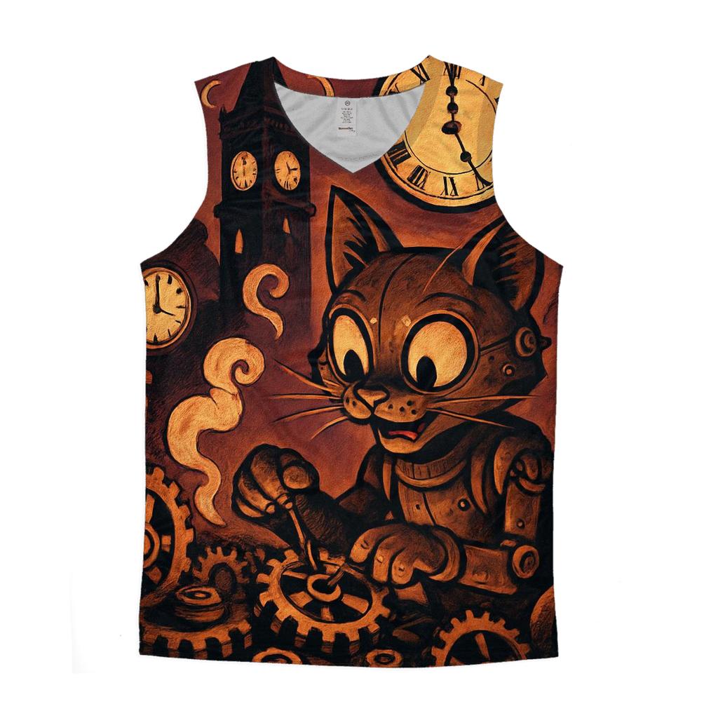 Clockwork Alley Mechanicat cotton sleeveless tops