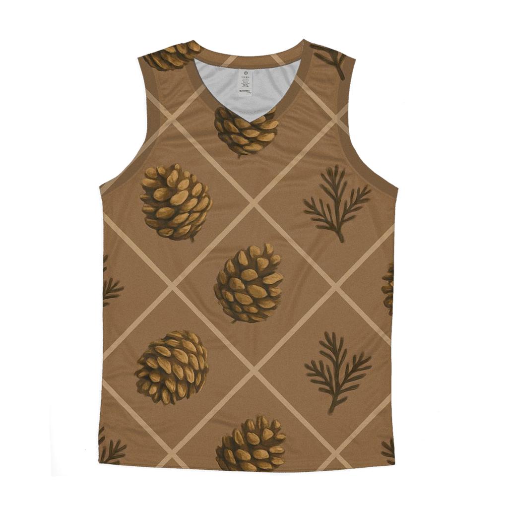 Pinecone Diamond Tiling On Taupe Background stylish racerback tanks