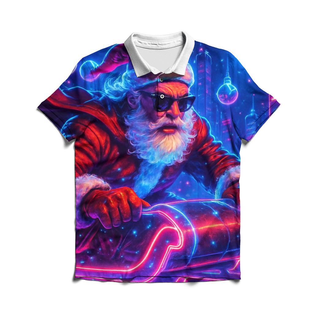 Neon Night Santa Rider personalized polo shirts