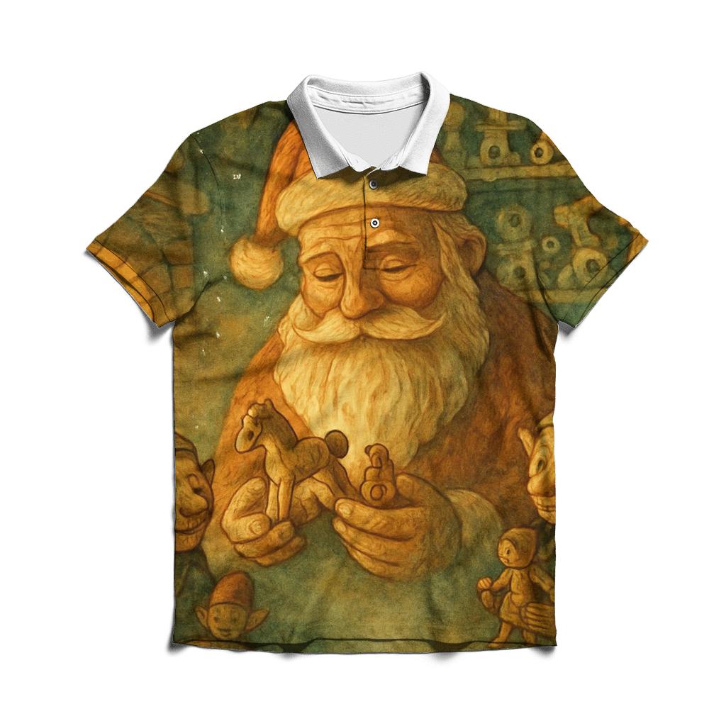 Woodland Workshop Santa Portrait custom polo shirts