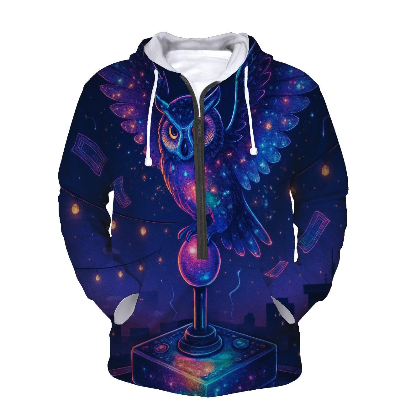 Starlit Arcade Owl designer hoodies