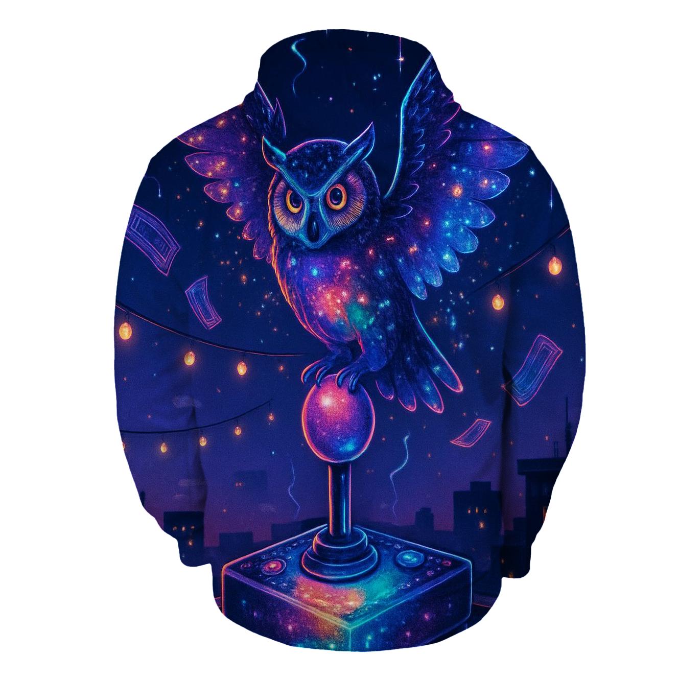 Starlit Arcade Owl designer hoodies