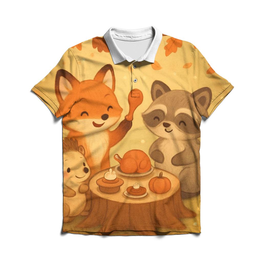 Woodland Feast Friends personalized polo shirts