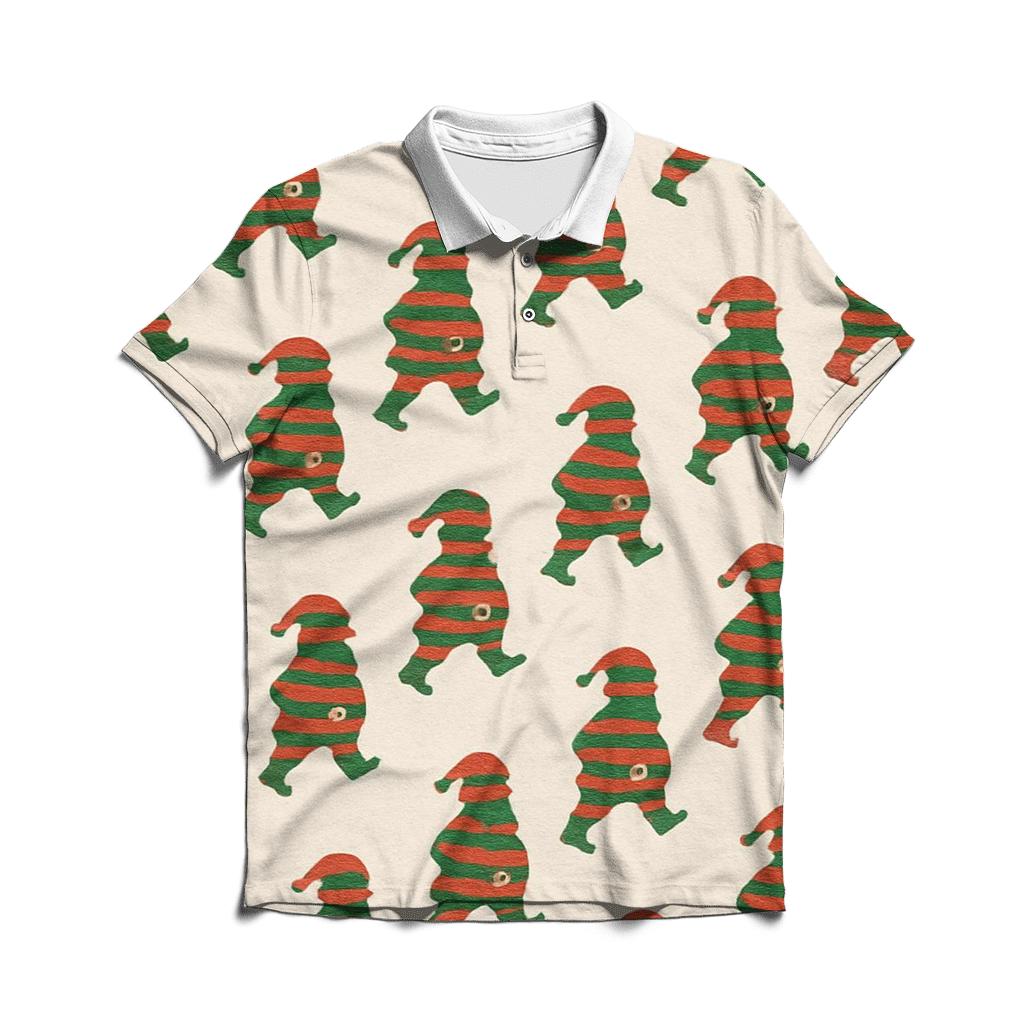 Santa Silhouette Wave On Ivory Background designer slim fit polos