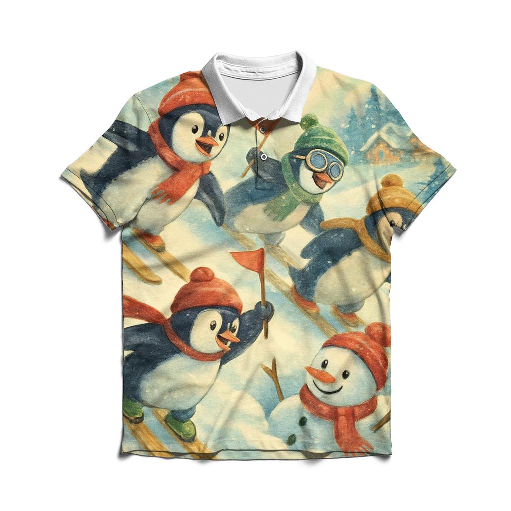 Penguin Ski Patrol stylish collar polo tees