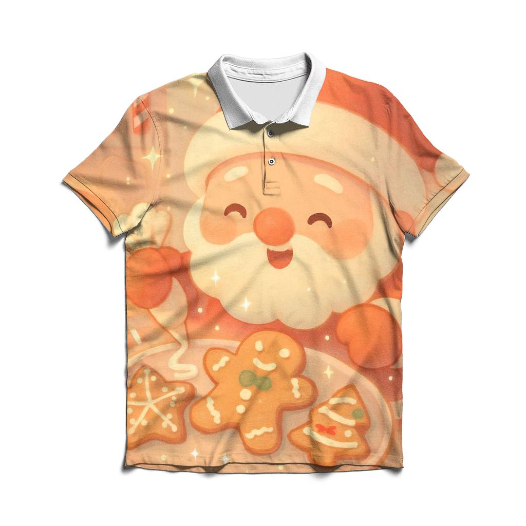 Chibi Cookie Baker Santa casual sports polo shirts