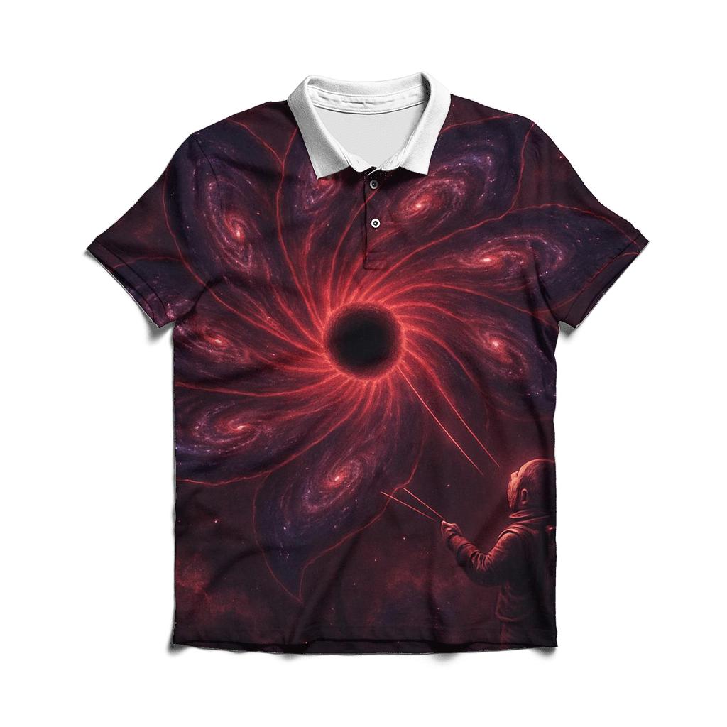 Black Hole Bloom embroidered polo tops