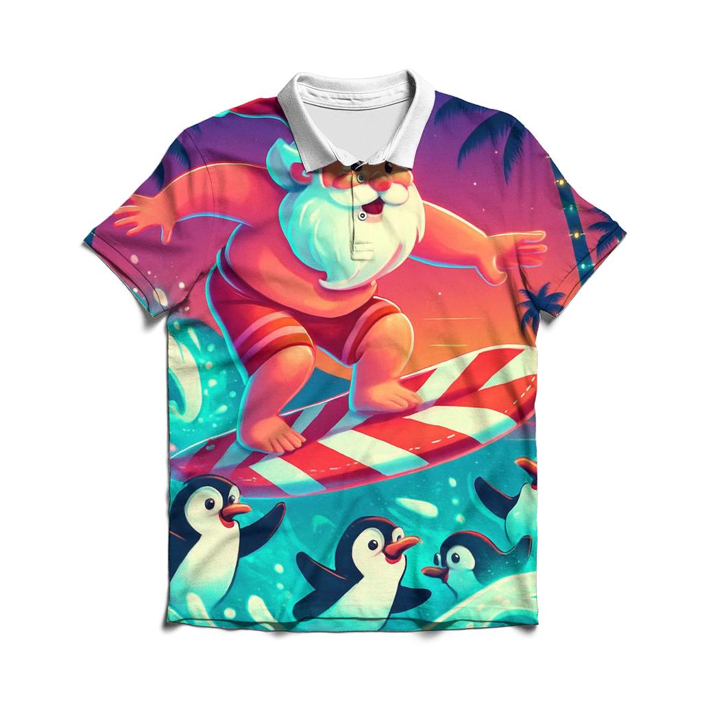 Santa Surf Rescue stylish collar polo tees