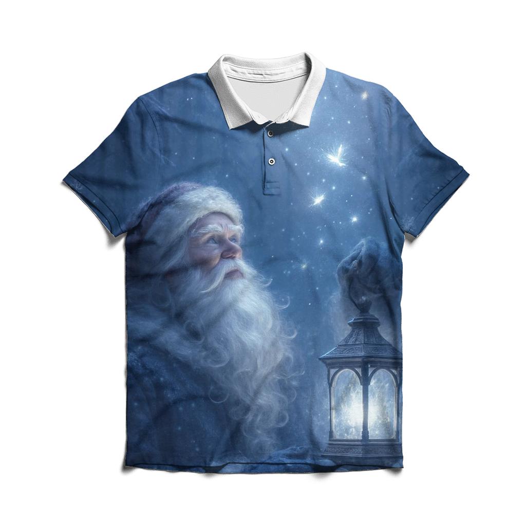 Frostbound Lantern Santa embroidered polo tops