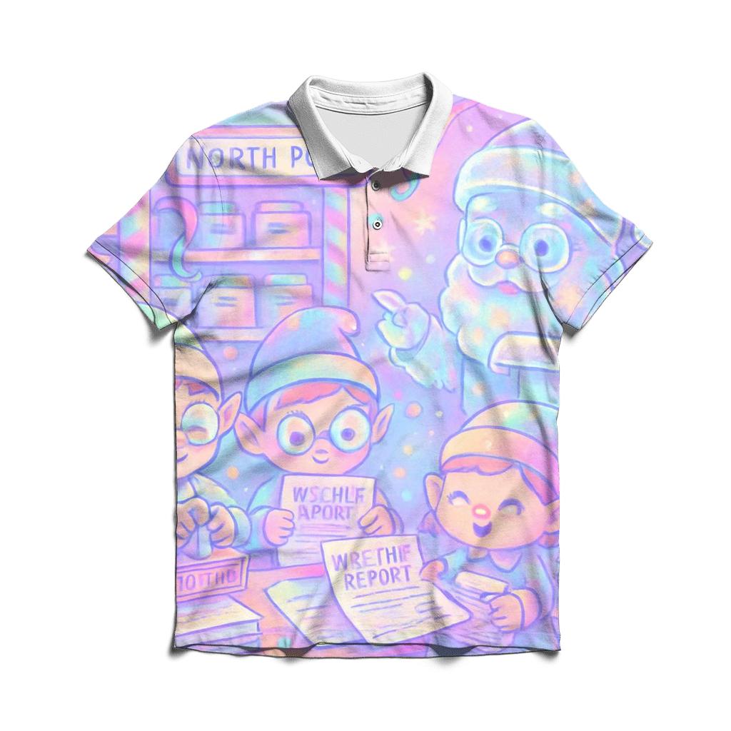 Naughty List Bureau embroidered polo tops