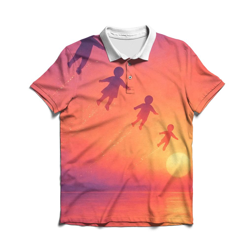 Celestial Kite Flight embroidered polo tops