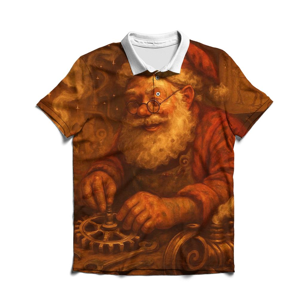 Retro Sleigh Mechanic Santa custom polo shirts