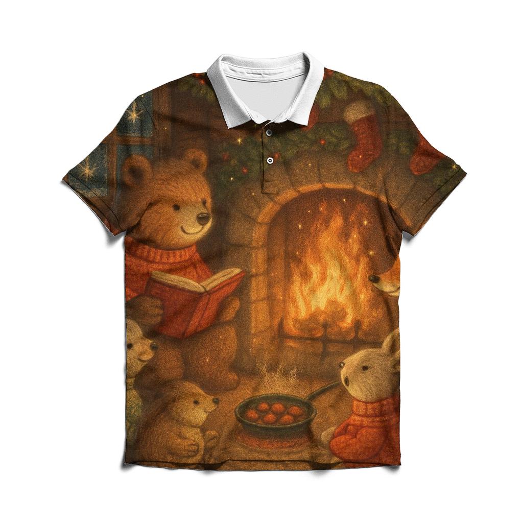 Cozy Fireplace Critters classic pique polos