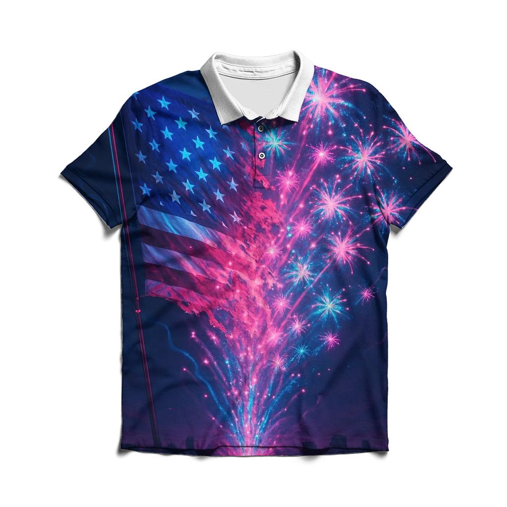 Firework Flag Echo classic pique polos