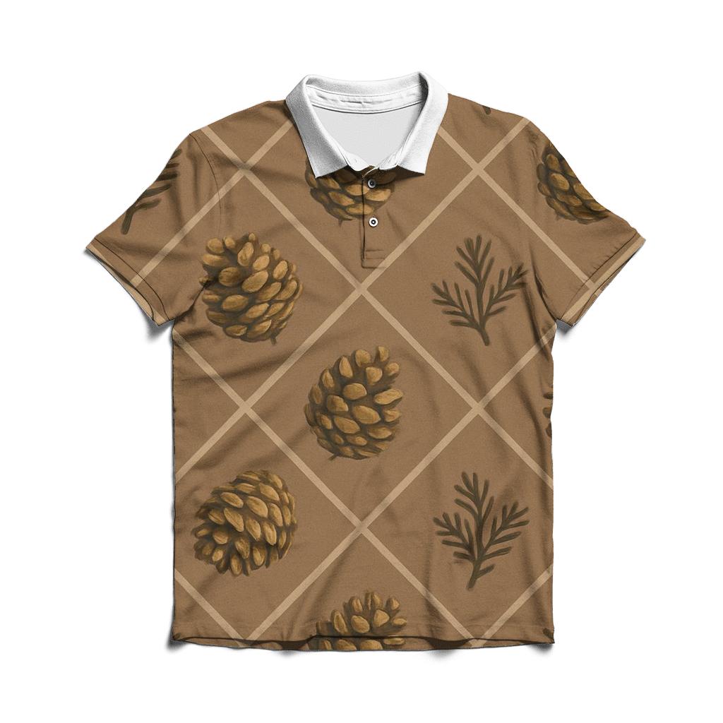 Pinecone Diamond Tiling On Taupe Background branded logo polo shirts