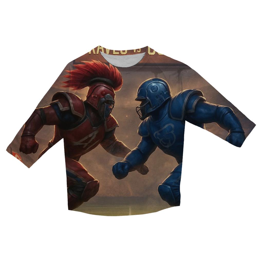 Gridiron Clash Under Tomahawk Sky printed three quarter sleeve shirts