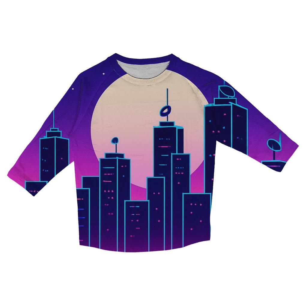 Neon Satellite Skyline designer 3/4 sleeve blouses