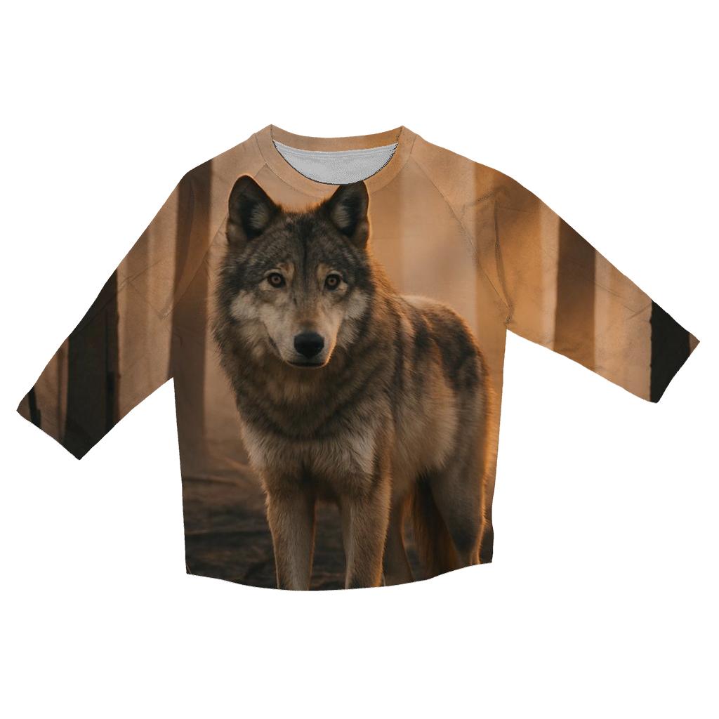 Timber Wolf At Forest Fire Edge fashion 3/4 sleeve shirts