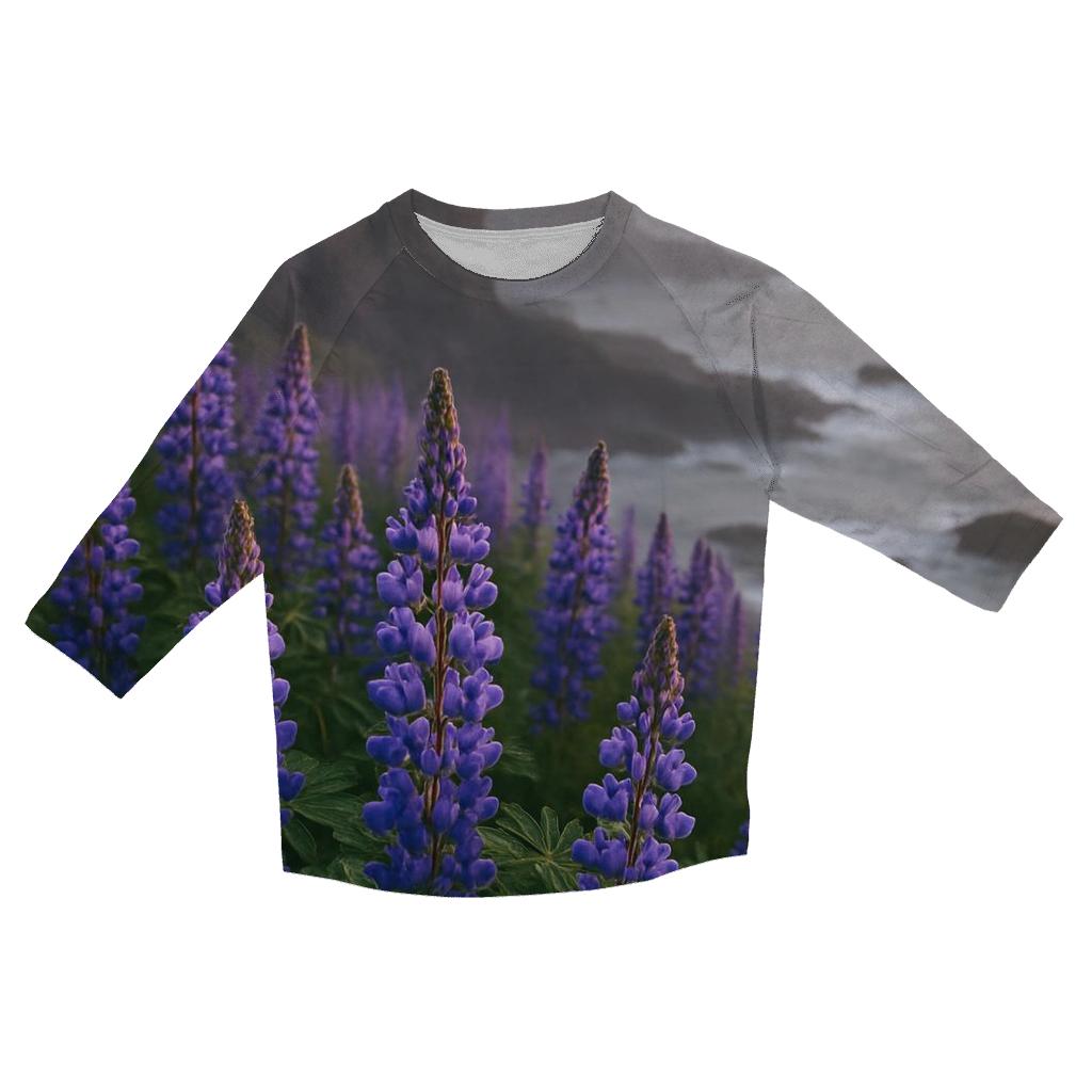Wild Lupines Along Foggy Coastline custom 3/4 sleeve shirts