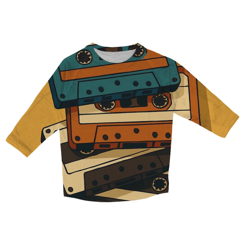 Cassette Mixtape Memories designer 3/4 sleeve blouses