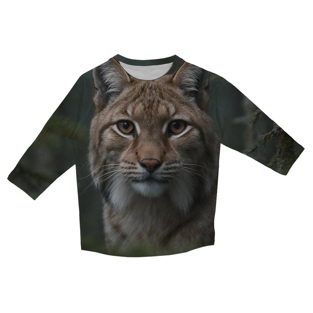 Forest Gaze Eurasian Lynx casual three quarter sleeve shirts