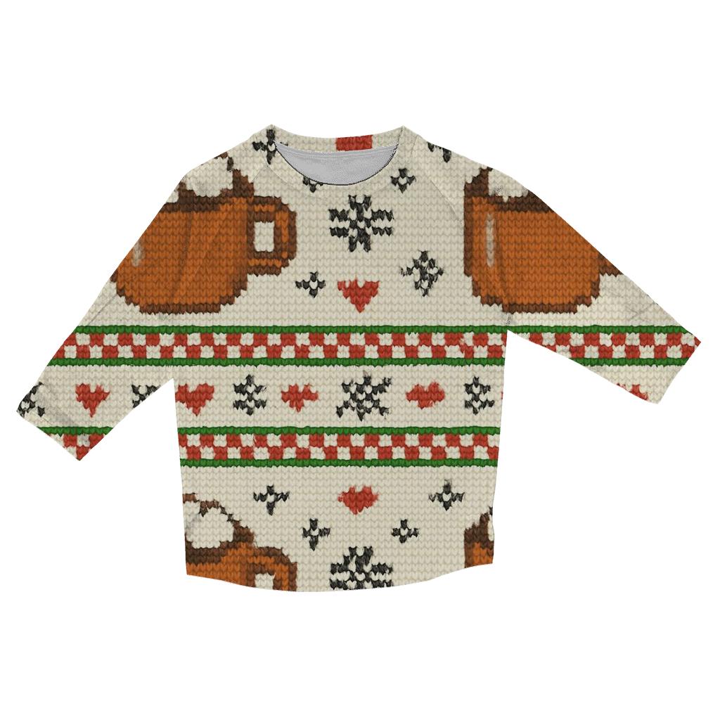 Hot Cocoa Mug Stripe Mashup Design designer 3/4 sleeve blouses