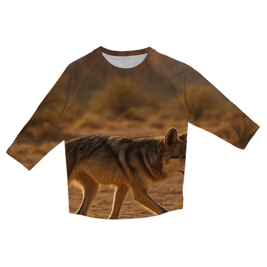 Mexican Wolf Crossing Desert Arroyo personalized 3/4 sleeve tees