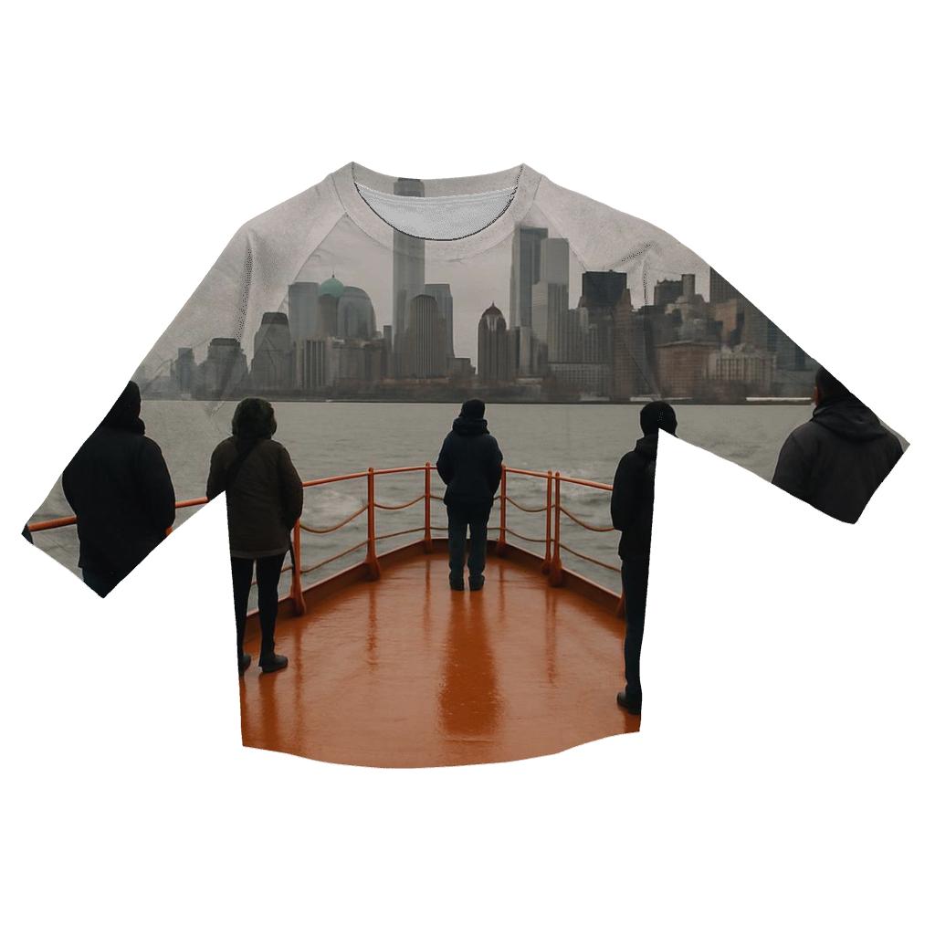 Harbor Ferry Approach To Lower Manhattan printed three quarter sleeve shirts