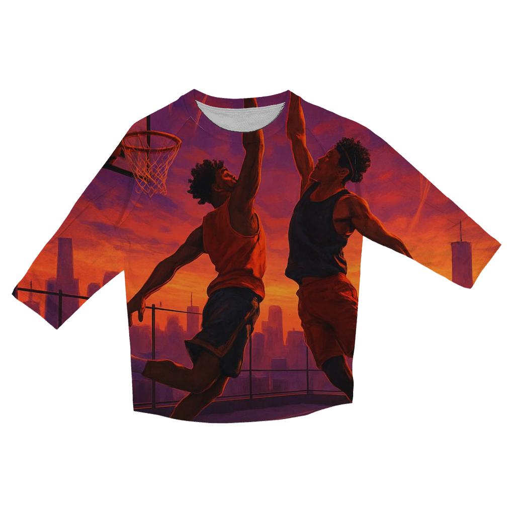 Urban Rooftop Basketball Clash trendy 3/4 sleeve tops