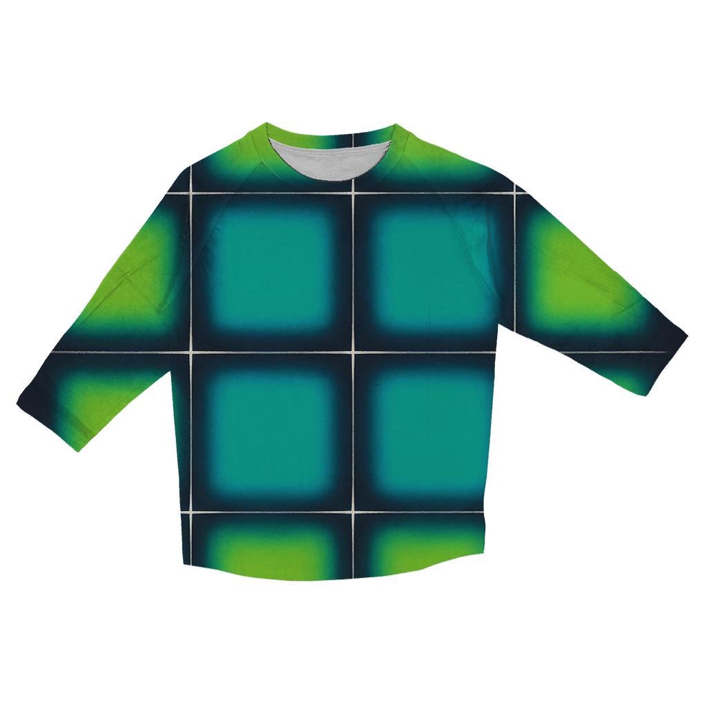 Neon Night Itajime Grid designer 3/4 sleeve blouses