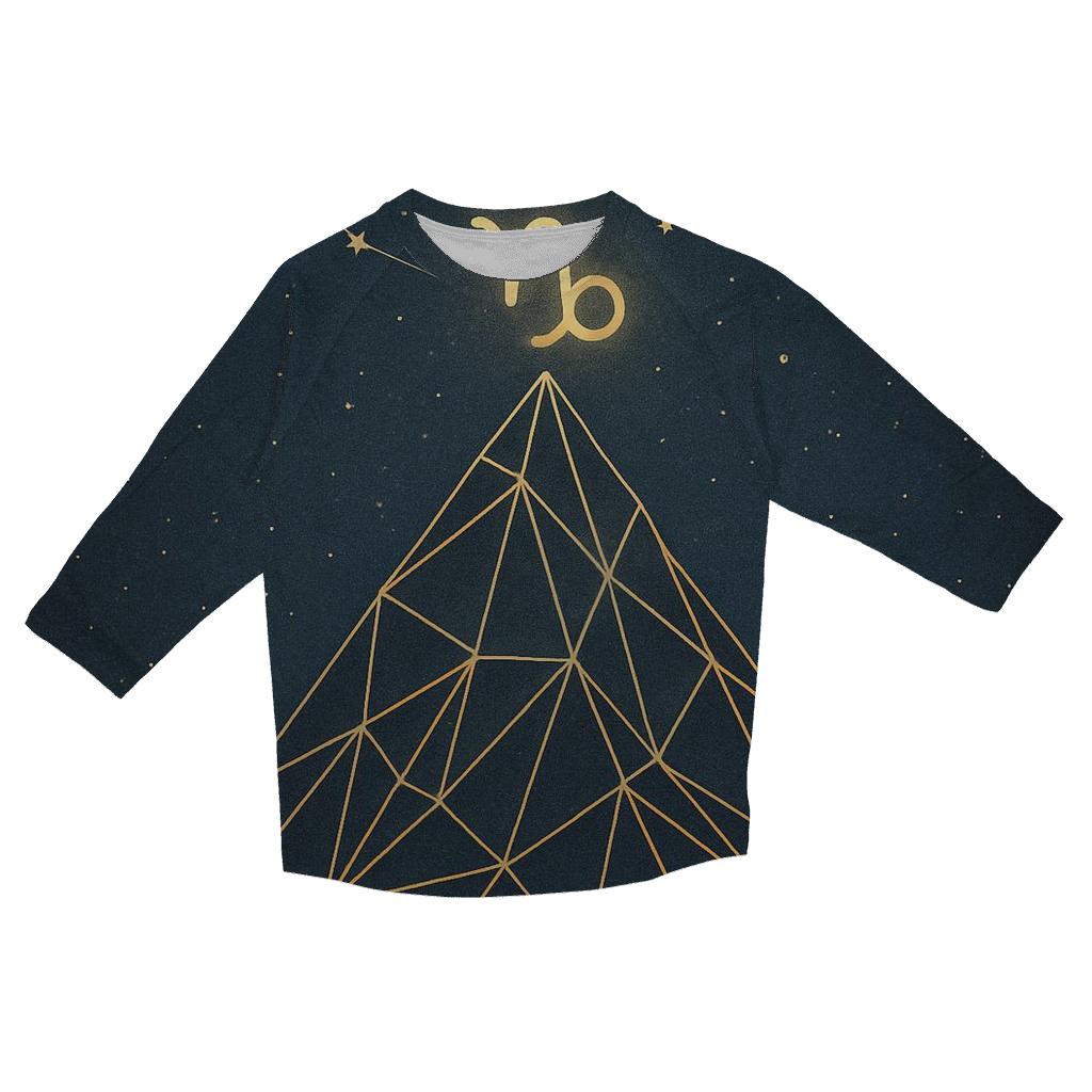 Capricorn Celestial Mountain Grid casual three quarter sleeve shirts